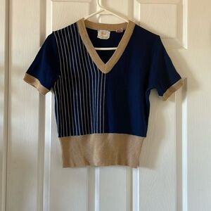 MCM vintage cropped pinup sweater tan navy